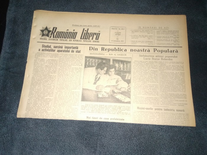 ZIARUL ROMANIA LIBERA 15 OCTOMBRIE 1953