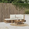 Gossi set mobilier de gradina, cu perne alb crem, 3 piese, bambus
