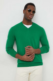 Cumpara ieftin United Colors of Benetton pulover de bumbac culoarea verde, light
