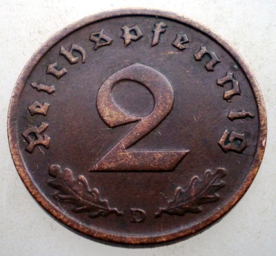2.866 GERMANIA 2 REICHSPFENNIG 1938 D foto