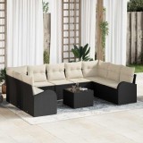 VidaXL Set de canapele pentru grădină 10 pcs Negru, alb Rattan poli