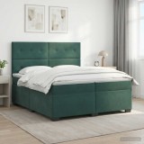 Cumpara ieftin Pat boxspring cu saltea Verde inchis 200 x 200 cm Catifea