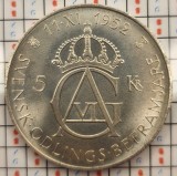 Suedia 5 coroane Kronor 1952 - Gustaf VI Adolf - argint - km 828 - A003