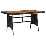 Masa gradina, negru, 130x70x72 cm, poliratan/lemn masiv acacia