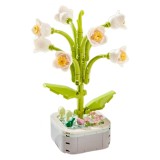 Set De Constructie Floare Lacramioara 3D Innovium&trade;, Model Realist In Ghiveci, Culoare Alb si Galben, 128g, Dimensiuni 16.8 &times; 11 CM