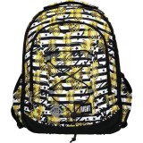 Ghiozdan scoala model Tropical Party Ananas, 3 compartimente, negru cu galben,40x30x20 cm