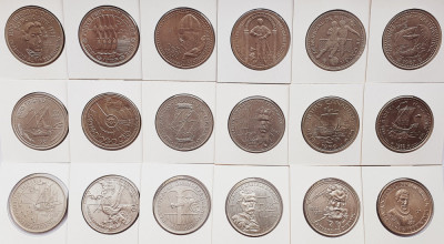 02B21 Portugalia set 18 monede 100 Escudos diferite - serie completa foto