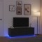 Gossi dulap tv cu lumini led stejar negru 160,5x41x50 cm