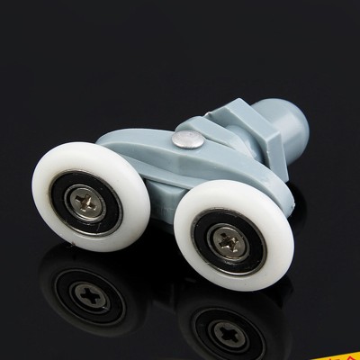 Rola dubla pentru usa cabina de dus, ABS/Aluminiu, 25 mm, Gri/Alb foto