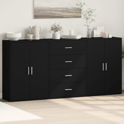 vidaXL Dulapuri, 3 buc., negru, 60x31x84 cm, lemn prelucrat 3276575 foto