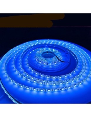 Banda led albastra 60 leduri 5050/metru, 24V, rezistenta la apa, la rola de 5 metri Albastru foto