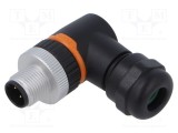 Conector LAPP M12 4 pini tată unghi 90&deg; IP67 pe cablu 250V