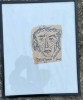 Tablou / lucrare &icirc;n tuș (?), JANCO, de mici dimensiuni, 10 x 12 cm, rama este noua, portretul lui Benjamin Fondane, artist roman arta romaneasca, Portrete, Carbune, Realism