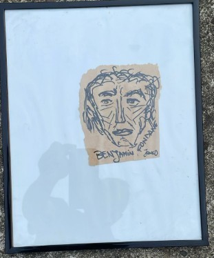 Tablou / lucrare &icirc;n tuș (?), JANCO, de mici dimensiuni, 10 x 12 cm, rama este noua, portretul lui Benjamin Fondane, artist roman arta romaneasca