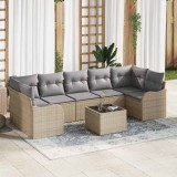 VidaXL Set de canapele pentru grădină 8 pcs Bej, Gri 55 x 55 x 37 cm