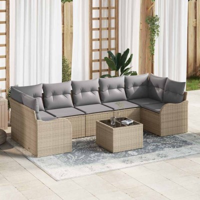 vidaXL Set de canapele pentru grădină 8 pcs Bej și gri 55 x 55 x 37 cm 3354289 foto