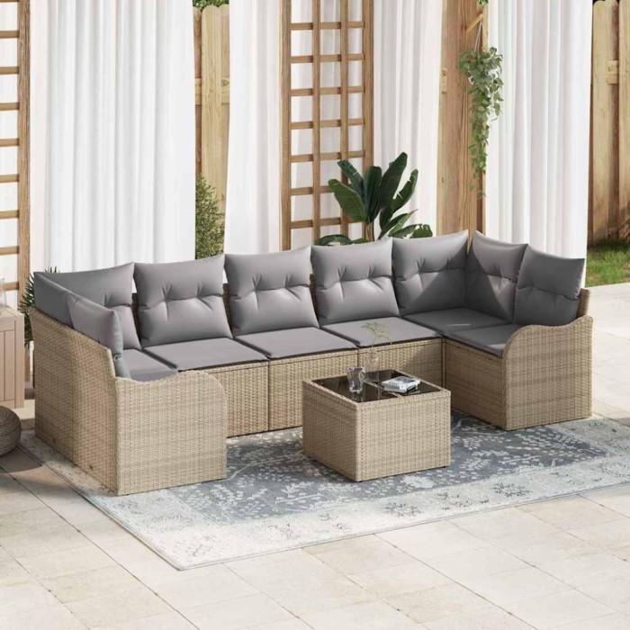vidaXL Set de canapele pentru grădină 8 pcs Bej și gri 55 x 55 x 37 cm 3354289