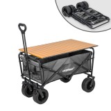 Cărucior de plajă pliabil de grădină premium cu masă gri