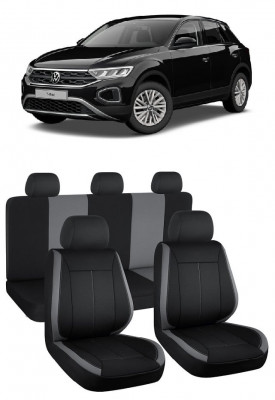 Set huse scaune Volkswagen T-Roc (2019-2023) Negru-Gri foto