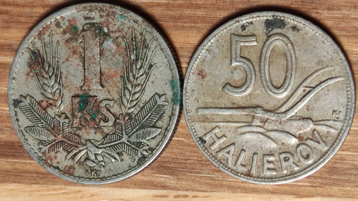 Slovacia set WWII koruna - 1 koruna 1940 + 50 halierov 1941