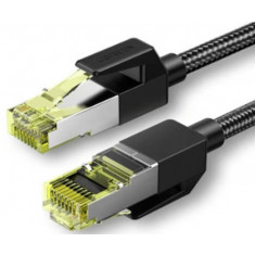 Cablu de retea UGREEN NW150, F/FTP Ethernet RJ45, Cat 7, Lungime 3 m, 10 GB/s, Conectori placati cu aur, Negru, Tip snur impletit