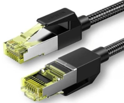 Cablu de retea UGREEN NW150, F/FTP Ethernet RJ45, Cat 7, Lungime 3 m, 10 GB/s, Conectori placati cu aur, Negru, Tip snur impletit foto