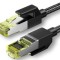 Cablu de retea UGREEN NW150, F/FTP Ethernet RJ45, Cat 7, Lungime 3 m, 10 GB/s, Conectori placati cu aur, Negru, Tip snur impletit