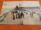 Carte postala Plaja Mamaia si marea, circulata,stare buna, 1910, Fotografie