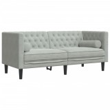 Cumpara ieftin Canapea Chesterfield cu pernute/2 locuri, gri deschis, catifea