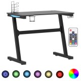 Cumpara ieftin Birou de gaming LED cu picioare in forma de Z negru 90x60x75 cm