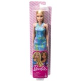 Papusa Barbie blonda cu rochita albastra, Mattel