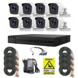 Sistem supraveghere Hilook, 8 camere 2MP IR 20m, DVR 8 canale 2MP, Accesorii montaj, Autocolant Rovision SafetyGuard Surveillance