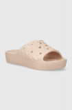 Cumpara ieftin Crocs papuci Classic Platform Geometric Slide femei, culoarea roz, cu platforma, 209564