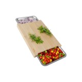 Tocător din bambus cu recipiente RUHHY 25707, 40 x 28.5 x 3.5 cm