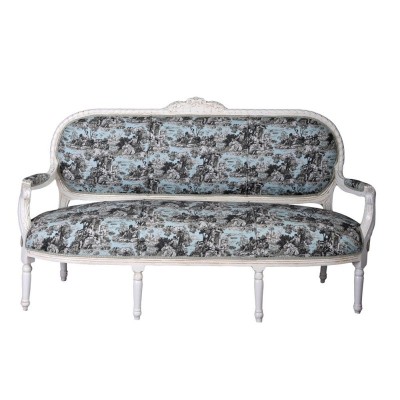 Sofa Madame Pompadour din lemn masiv alb cu tapiterie colorata CAT362B62 foto