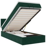 Cumpara ieftin Cadru de pat otoman cu saltea verde inchis 100x200cm catifea
