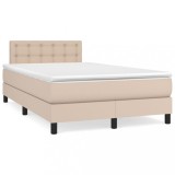 vidaXL Pat box spring cu saltea, cappuccino, 120x190cm piele ecologică 3269824
