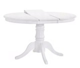 Cumpara ieftin Masa living si bucatarie extensibila HM William, blat MDF, lemn masiv, 4 persoane, 90-124x90x75 cm, alb