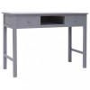 Birou vidaXL Gri, 108x45x76 cm, Lemn Paulownia Masiv, 2 Sertare, Compartiment, Birou PC, Masa Consola
