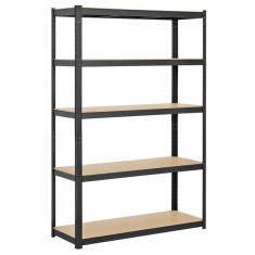 Raft metalic Premium 1800x900x400 mm (HxLxl), lacuit negru cu 5 polite MDF, 875 kg, montaj fara surub, PLUS (5 ani garantie)