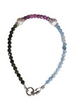 B258. Bratara de Luxe1, Perle Aventurin Turmalina Aquamarin, Multicolor, 17 cm, RavariuArt