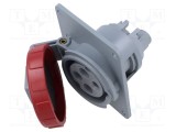 Conector alimentare AC trifazat AMPHENOL IP&amp;S 16A 415V soclu mamă 4 pini IP69K montare pe panou