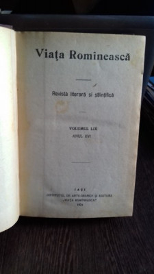 VIATA ROMANEASCA - REVISTA LITERARA SI STIINTIFICA. ANUL XVI, 1924 foto