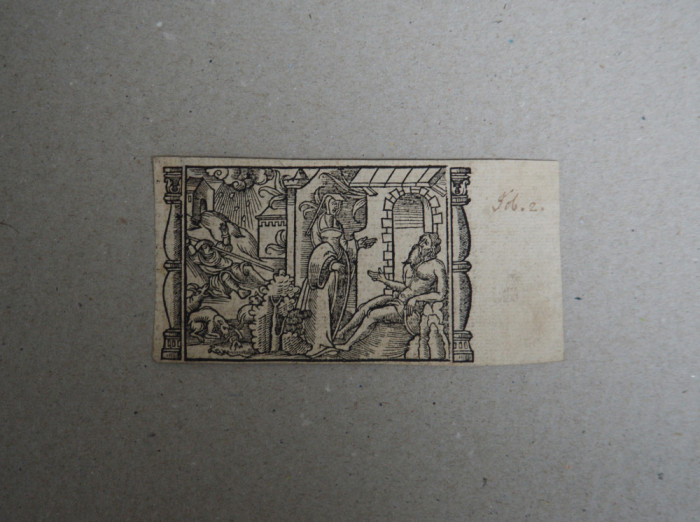 Anonim veche xilogravura scena biblica Anglia 1539