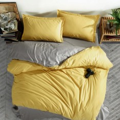 Lenjerie pat dublu,bumbac ranforce,4 piese,galbena,PrestigeV5-A527 foto