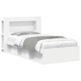 vidaXL Cadru de pat cu depozitare Alb 90 x 190 cm Lemn prelucrat 3433445