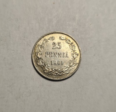 Finlanda 25 Pennia 1901 Aunc Piesa frumoasa foto