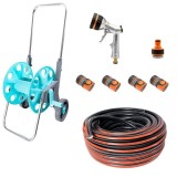 Furtun cu carucior pentru gradina, pistol de stropit, 1/2", 30+2 m, 6 straturi, antirasucire, Richmann Exclusive GartenVIP DiyLine