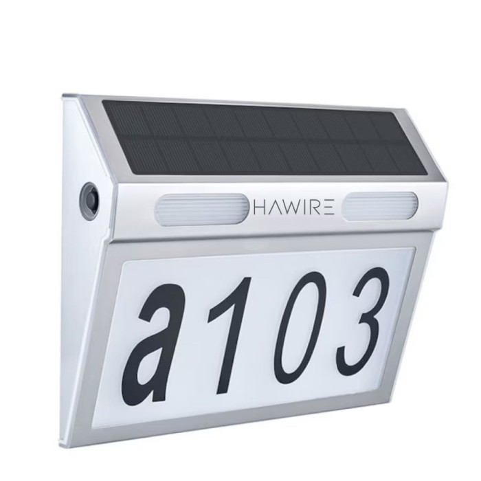 Numar de casa din otel inoxidabil cu panou solar HAWIRE DS-HNL