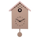 Cumpara ieftin Ceas perete cu pendul si cuc roz negru 20x10x26 cm